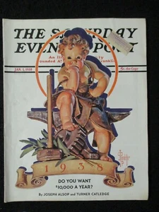 Vintage Saturday Evening Post January 1, 1938  J.C Leyendecker cover art - Picture 1 of 3