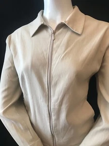 ZARA Women's Off White Rayon Zip Fasten Long Sleeve Jacket Size L Chest 38" - Picture 1 of 4