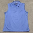 Monterey Club Womens Golf Shirt Sleeveless Top Stretch Collared Light Blue Sz L
