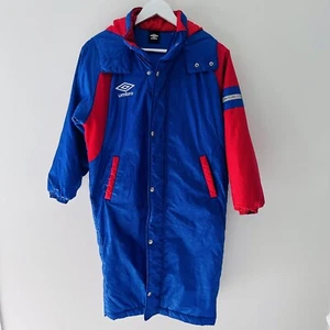 UMBRO Puffer Trench Coat Style Jacket - 3/4 Zip Hooded - Mens Size Small - Aus - Picture 1 of 15