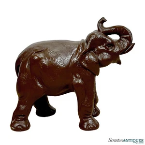 Vintage Large Hindu Floral Elephant Floor Sculpture - 21" - Picture 1 of 10