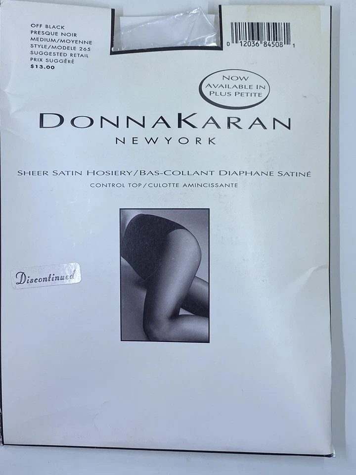 Pantimedias para mujer DKNY de satén transparente negras medianas #265 Control Top nuevas Foto 1 de 4
