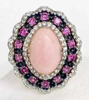 HSN Colleen Lopez Sterling Pink Opal, Rhodolite & White Topaz Ring Size 10 - Image 1 of 4