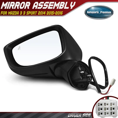 Espejo retrovisor eléctrico izquierdo negro con punto ciego para Mazda 3 3 Sport 2014 2015-2016 Foto 1 de 4