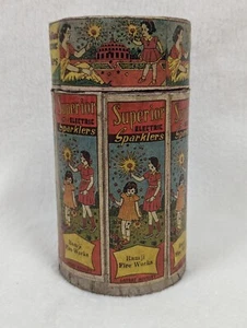 Vtg Empty Fireworks Container Box Tube Superior Electric Sparklers Magic Snakes - Picture 1 of 9