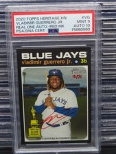 2020 Topps Heritage Vladimir Guerrero Jr Real One Red Ink Auto #15/71 PSA 9/10