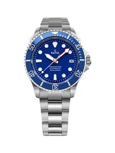 Ratio FreeDiver Edelstahl blaues Zifferblatt Automatik RTF043 200M Herrenuhr - Bild 1 von 14