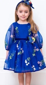 David charles Royal blue girls dress size 10 - Picture 1 of 12