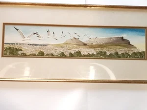 Panorama Kapstadt Südafrika Himmelsansicht Original Aquarell Roland Wentzel - Bild 1 von 13