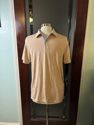 NEW Daniel Hechter SOFT Mens Tan W/ Blue Collared Medium Polo #29 - Image 1 of 3