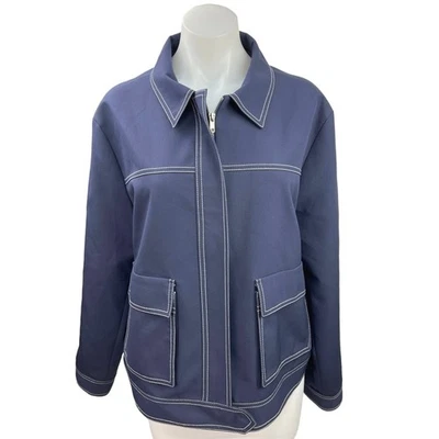 Jaqueta de chuva Topshop azul marinho com zíper gola longa corta-vento 12 - Imagem 1 de 4