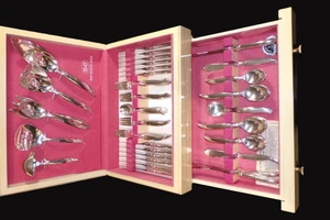 Vtg MCM 1847 Rogers FLAIR 1956 Silverplate Flatware, 108-Piece Set Svc for 16 - Picture 1 of 21