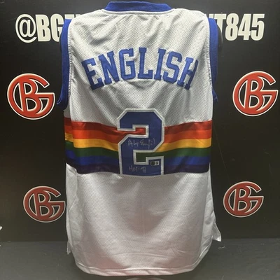 Camiseta deportiva Becket BAS firmada autografiada por Alex English Denver Nuggets Foto 1 de 4