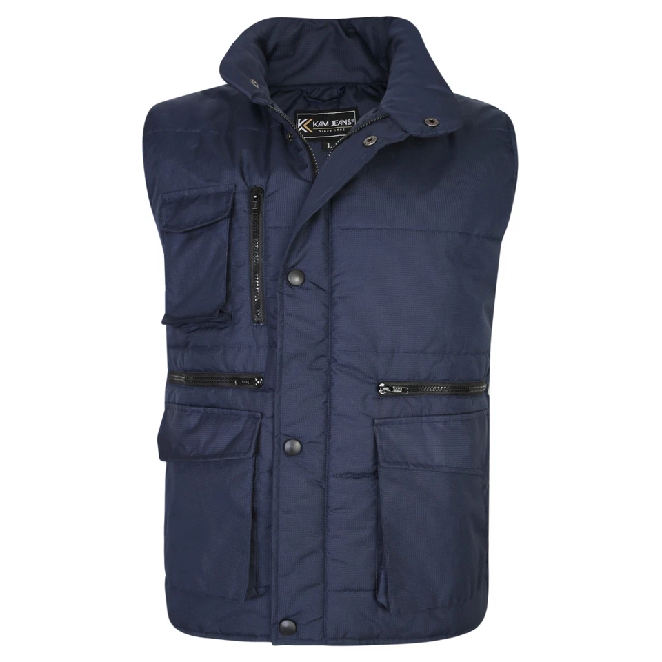 KAM QUILTED MULTIPOCKET BODYWARMER/GILET IN NAVY BLUE 2XL 3XL 4XL 5XL 6XL 7XL8XL - Image 1 of 1