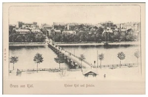 V8019/ Saludo desde Kiel Kleiner Kiel y puente postal aprox. 1900 - Imagen 1 de 2
