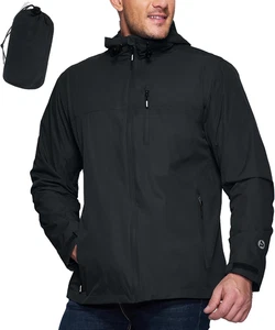 Chaqueta de Lluvia Para Hombre Empacable Impermeable Ligero con Capucha A Prueba de Viento C - Imagen 1 de 12