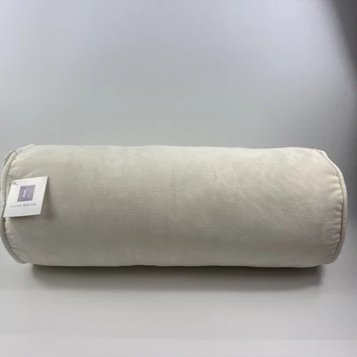 Exuberante Almohada Decorativa Redonda Terciopelo Lumbar Blancanieves Crema 22” NUEVA Foto 1 de 4