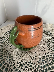 3D Iguana Handle Costa Rica Souvenir Red Clay Cup Mug Holds 18 Fluid Ounces Sign - Picture 1 of 9