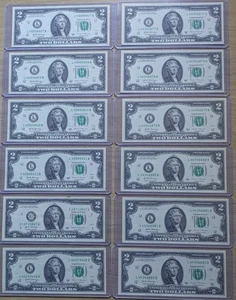 Us Four Sequential Groups Of 2017A $2 Bills, Uncirculated  - Picture 1 of 2