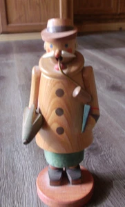 COLLECTIBLE GERMAN INCENSE BURNER MAN WITH CHRISTMAS TREE AXE 8 INCH TALL - Picture 1 of 6