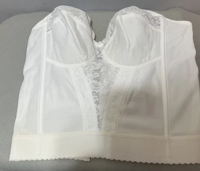 Vtg UNDERSCORE 38B Bustier Bra Corset White Lace Lacy Floral Lightly Padded - Image 1 of 4