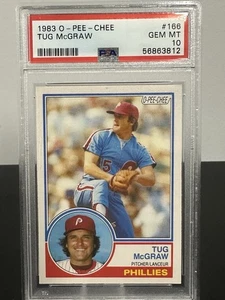 1983 O-PEE-CHEE #166 TUG McGRAW PHILLIES PSA 10 - Picture 1 of 2