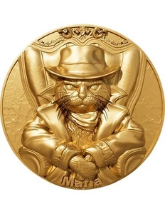 MEOW MAFIA 2 Oz Ag, 11,5 Oz Cu, Gold vergoldet, 2000 Francs Kamerun 2025 - Picture 1 of 3