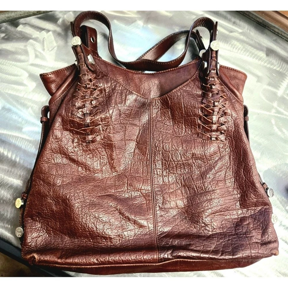 B Makowsky Bolso de Mano Cuero Marrón Grande Doble Correa Bolso de Hombro Cartera Foto 1 de 4