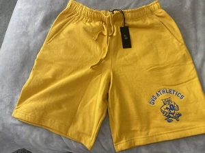 Drake OVO Men's Yellow Tie Dye 100% Cotton Pull On Drawstring Sweat Shorts - Picture 1 of 6