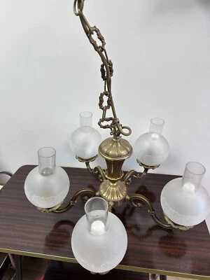 Lustre vintage 5 globes Bronze - Photo 1/4
