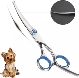 Curved Dog Grooming Scissors with Safety round Tips, Light Weight Professional P - Picture 1 of 12