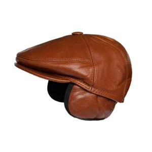 Real Leather Suede Ivy Newsboy Hat - Flat Beret Leather Cap - Gatsby S-3XL - Picture 1 of 16