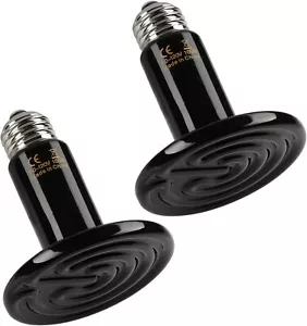 100W Ceramic Heat Emitter 2 Pack Reptile Heat Lamp No Light Emitting Heat Bulbs  - Picture 1 of 4