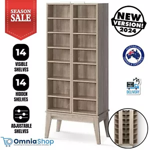 CD DVD Media Storage Display Shelf Folding Cabinet Bookshelf Bluray Rack Oak - Picture 1 of 10