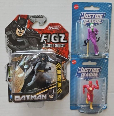 NEW DC COMICS JUSTICE LEAGUE FIGZ BATMAN + JOKER & THE FLASH MINI FIGURES! b59 - Image 1 of 2