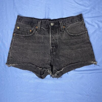 Levis 501 Cut Off Shorts / Black / Women 27 / High Rise / Button Fly - Image 1 of 4