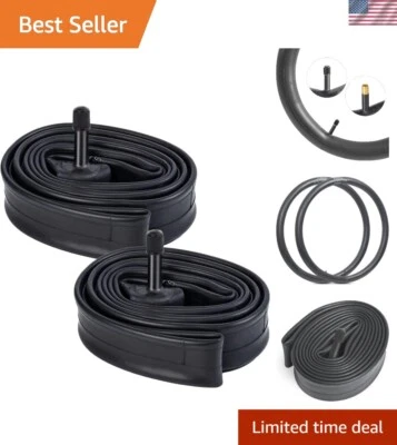 2-Pack 27 Inch Butyl Rubber Bike Tubes: Safe & Easy Installation with AV32 Valve - Image 1 of 4
