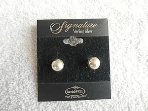 SIGNATURE STERLING SILVER TARNISH FREE 7MM BALL STUD EARRINGS PAIR - Imagen 1 de 6