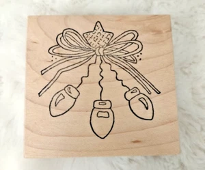 Great Impressions Mounted Stamp F57 Christmas Lights Bow Star - Picture 1 of 3