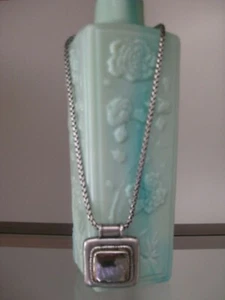  Chico's Distressed & Glossy Silver Square Anhänger Halskette Muttertag Geschenk - Bild 1 von 3