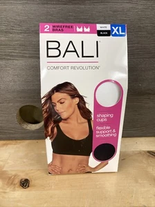 2 Bali Comfort Revolution Wire Free Shaping Bra White/Black XL New - Picture 1 of 3