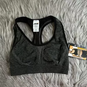 Avia Sports Bra Womens Size Medium Grey Black Seamless Reversible Wireless - Picture 1 of 6