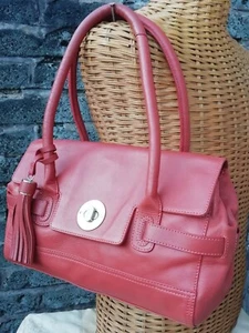Vtg Original 90s John Rocha Orange Tan Genuine Leather Shoulder Bag. 15" Wide - Picture 1 of 11