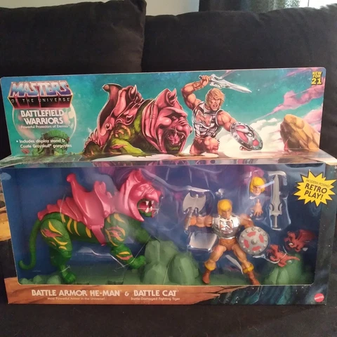 Masters Of The Universe Battle Armor He Man And Battle Cat Action Figure Set Cover
