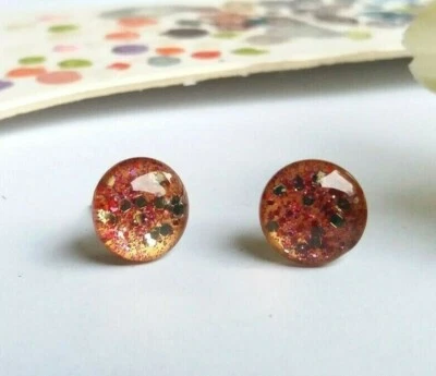 Ohrstecker Orange Gold Rot Pink Glitzer Bollywood Festlich Handgemacht Ohrring40 - Bild 1 von 4