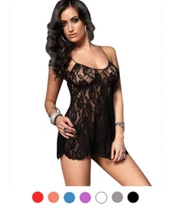 Brand New Rose Lace Flared Chemise With G-String Leg Avenue 8717 - Picture 1 of 4