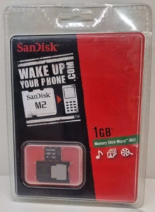 SANDISK 1GB MEMORY STICK M2 CARD FOR SONY PSP GO SONY ERICSSON PHONE CAMCORDER - Picture 1 of 2