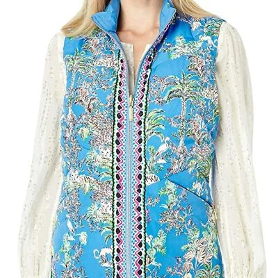 CHALECO LILLY PULITZER REVERSIBLE DEANNE AZUL VERDE ANIMAL PRINT NUEVO TALLA XXS Foto 1 de 4