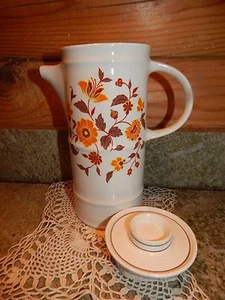 Coffee Pot Brendan Erin Stone Arklow Ireland Cream Color Orange Brown Floral EUC - Picture 1 of 6