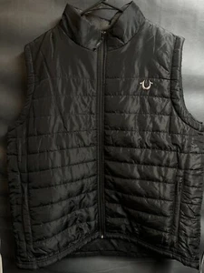 True Religion Men’s Black Puffer Quilted Full Zip Vest Size XL - Picture 1 of 5